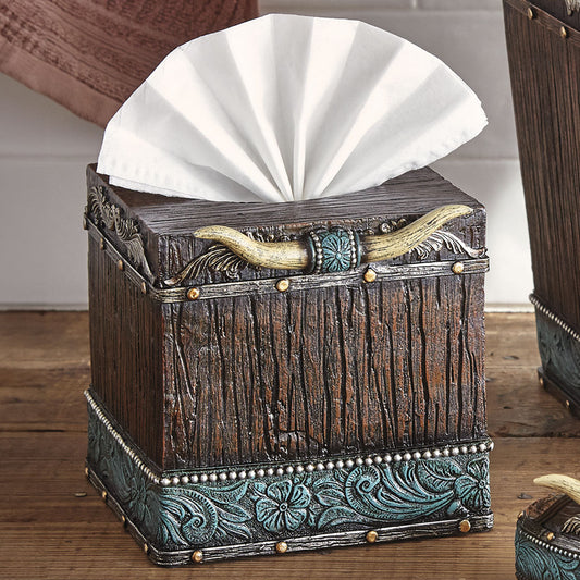 Tooled Longhorn Tissue Box - SALE