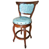 Spanish Heritage Barstool with Back - Turquoise
