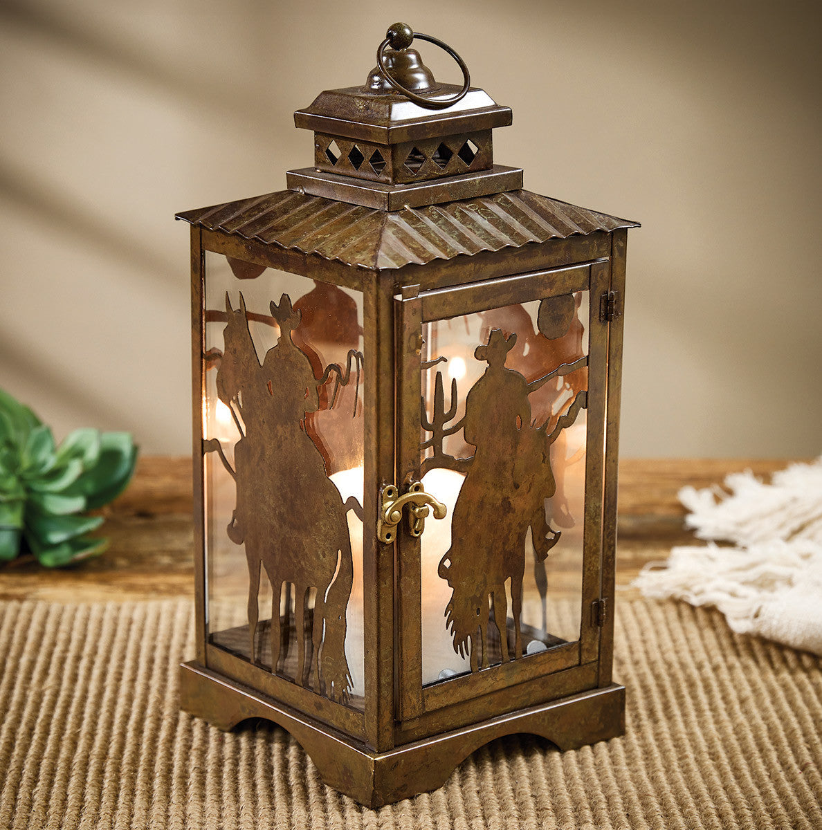 Cowboy Rider Silhouette Lantern