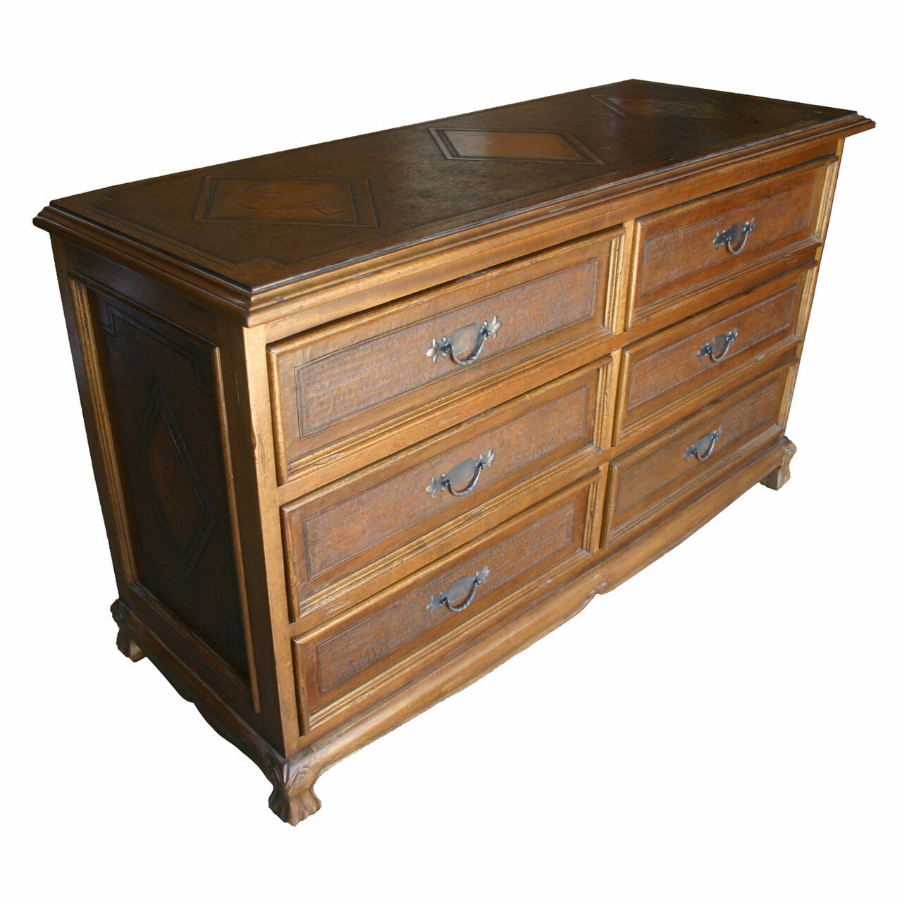 Custom Spanish 6-Drawer Dresser - Diamond Tooled Leather