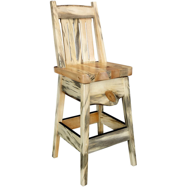 Lima 24 Inch Swivel Barstool with Back - Clear Lacquer