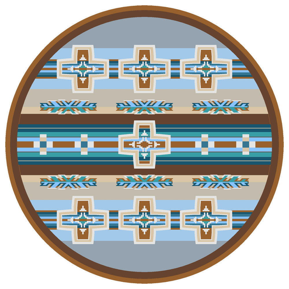 Canyon Cross Blue Rug - 8 Ft. Round