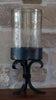 Glass Cylinder Candle Holder on Forged Iron Base - Large - OVERSTOCK