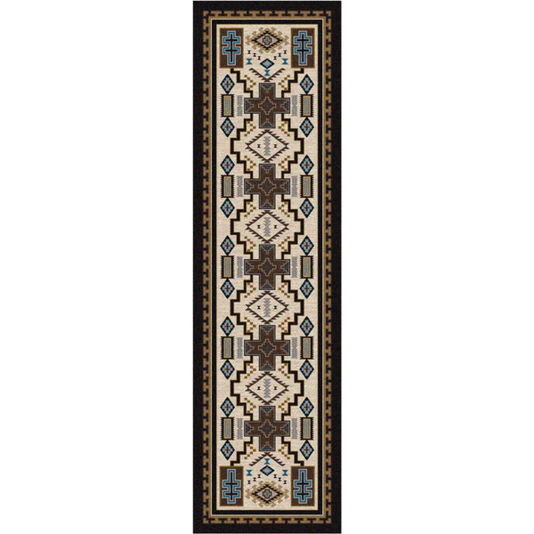 Double Cross Blue Rug - 2 x 8