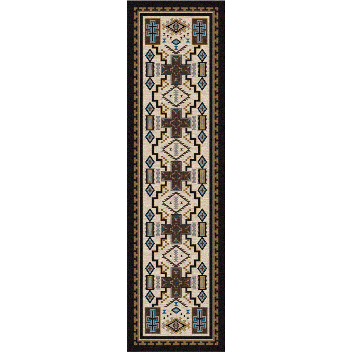 Double Cross Blue Rug - 2 x 8