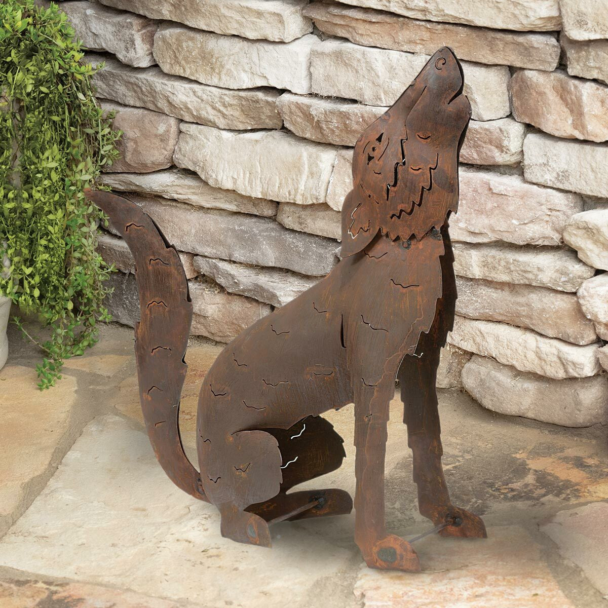 Howling Coyote Metal Sculpture - Medium