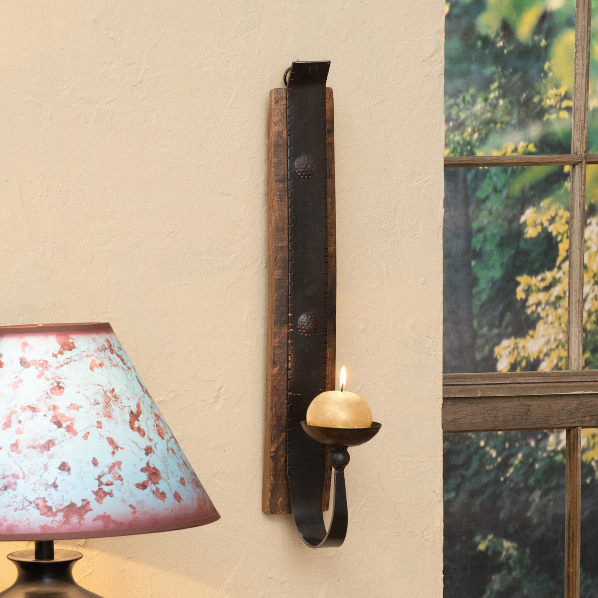 Tall Tequila Barrel Wall Candle Holder