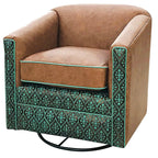 Nuevo Azul Southwestern Leather Swivel Glider