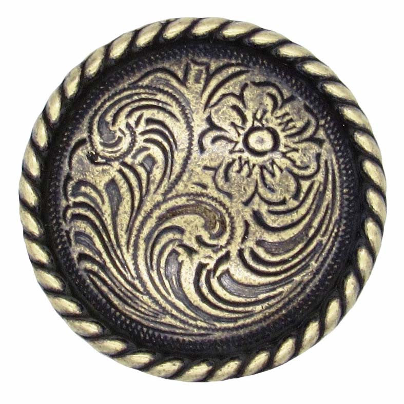 Small Engraved Flower Cabinet Knobs - Set of 2
