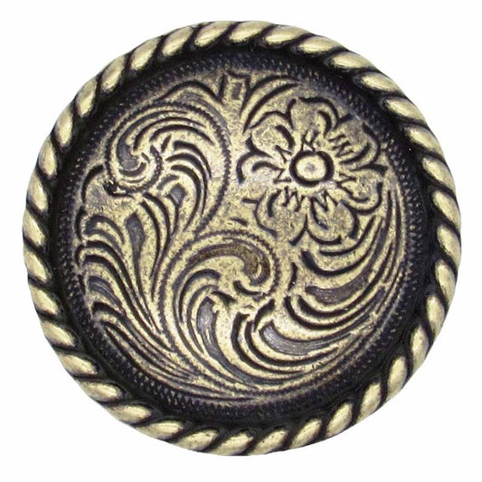 Small Engraved Flower Cabinet Knobs - Set of 2