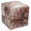 Brown Salt & Pepper Cowhide Square Pouf