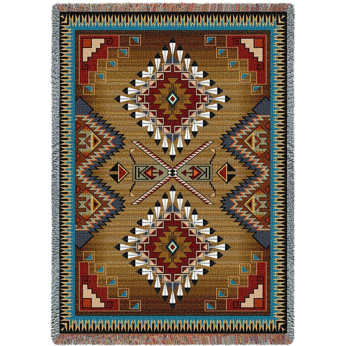 Southwest Sampler Cornflower and Red Medium Blanket