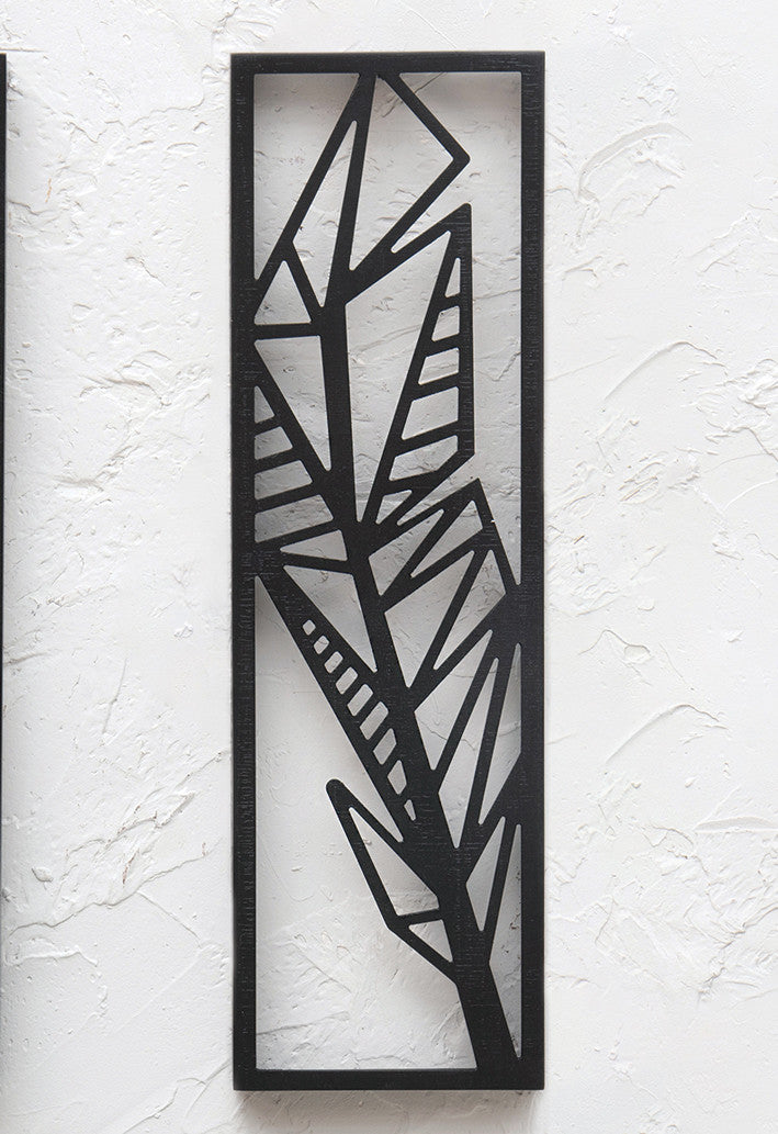 Abstract Feather Wood Wall Art - 3 - CLEARANCE