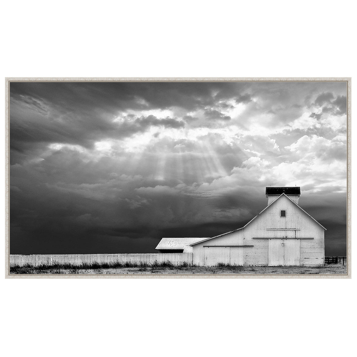 White Picket Fence Framed Canvas