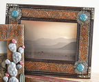 Turquoise Stone Tooled Leather Photo Frame - OUT OF STOCK UNTIL 06/20/2026