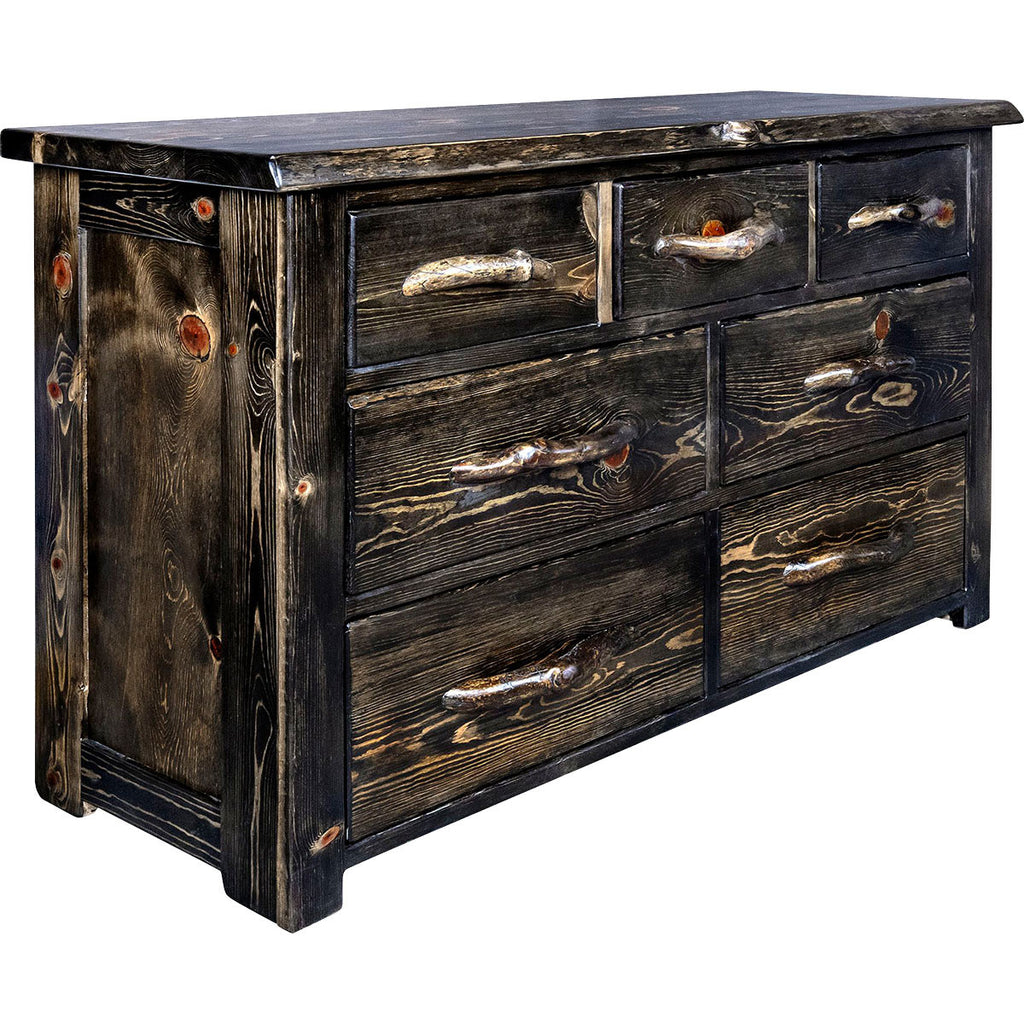 Lima Live Edge 7 Drawer Dresser - Jacobean Stain