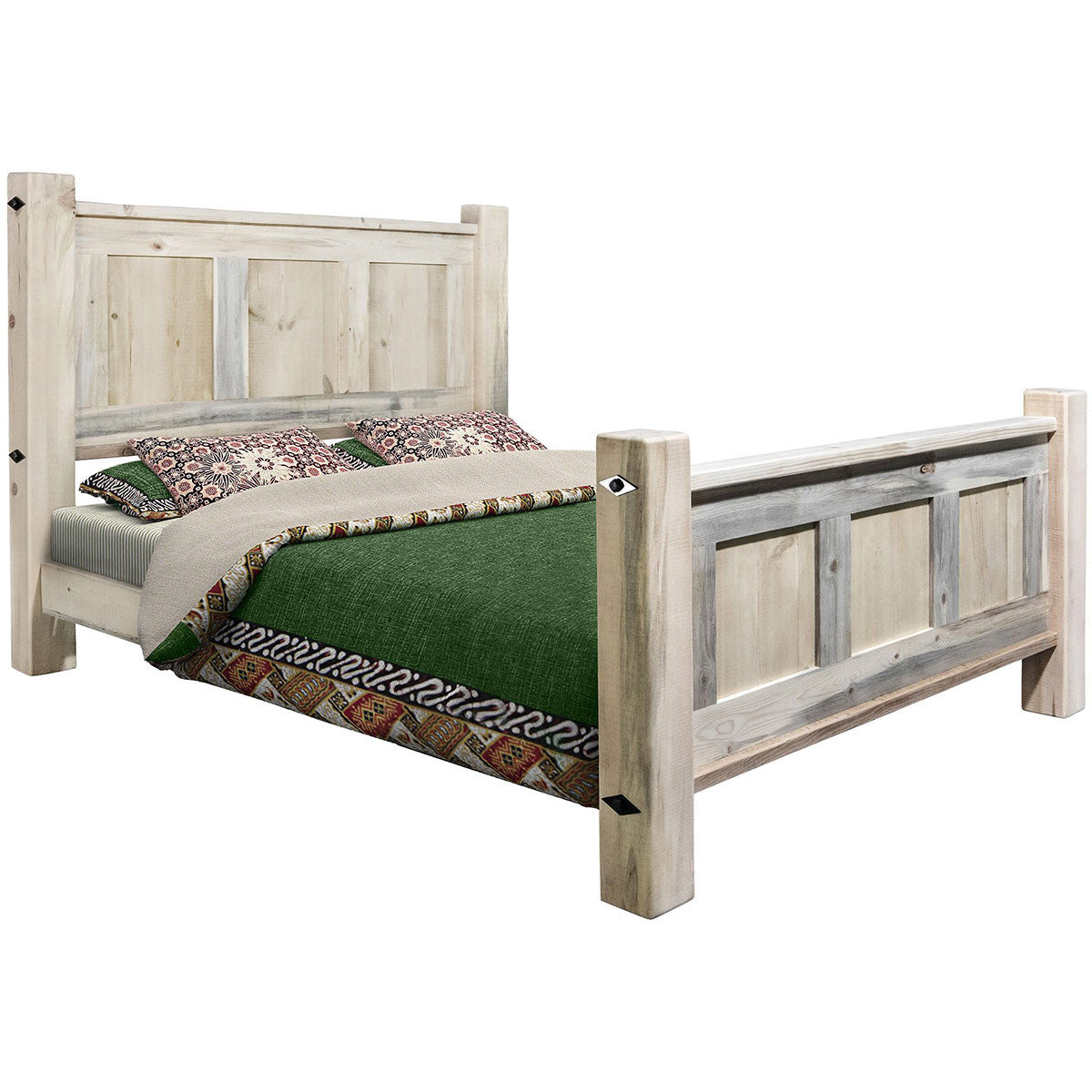 Lima Sawn Bed with Iron & Clear Lacquer - Twin