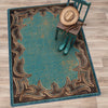 Western Stitched Turquoise Rug - 5 x 8