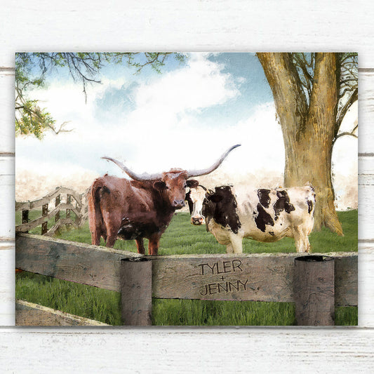 Longhorn Love Personalized Stretched Canvas - Small