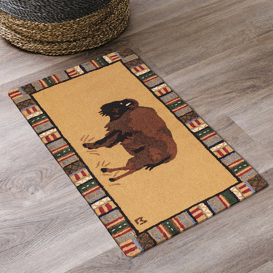 American Bison Hooked Wool Rug
