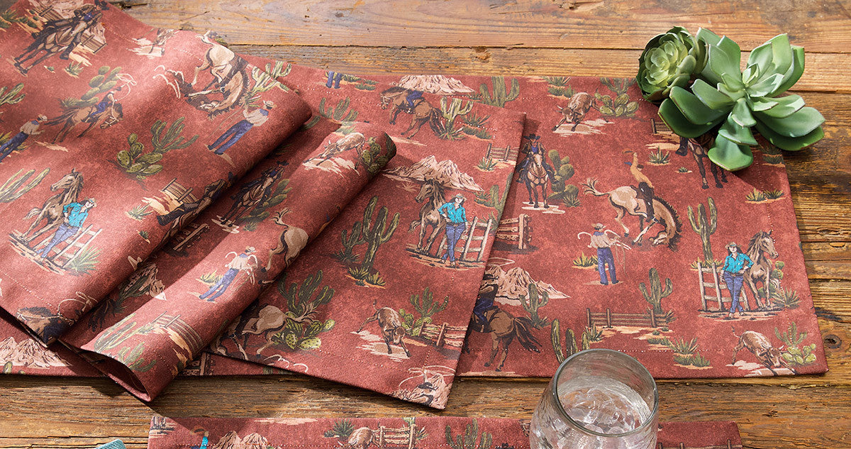 Cowboy Toile Table Runner - 54 Inch