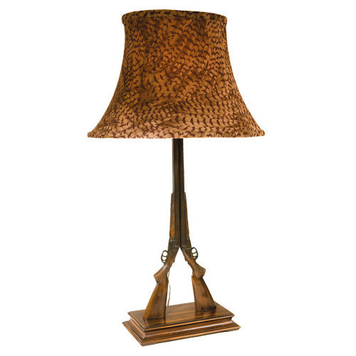 Twin Double Barrel Shotgun Table Lamp with Pheasant Shade