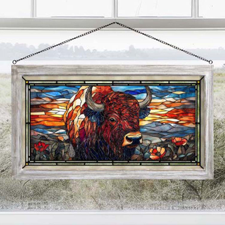 Wildflower Bison Stained Glass Art