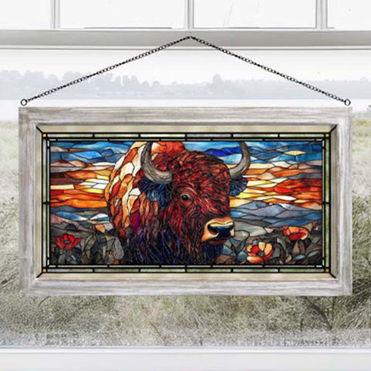 Wildflower Bison Stained Glass Art