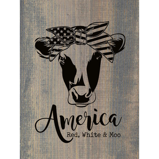 Red White & Moo Wood Sign