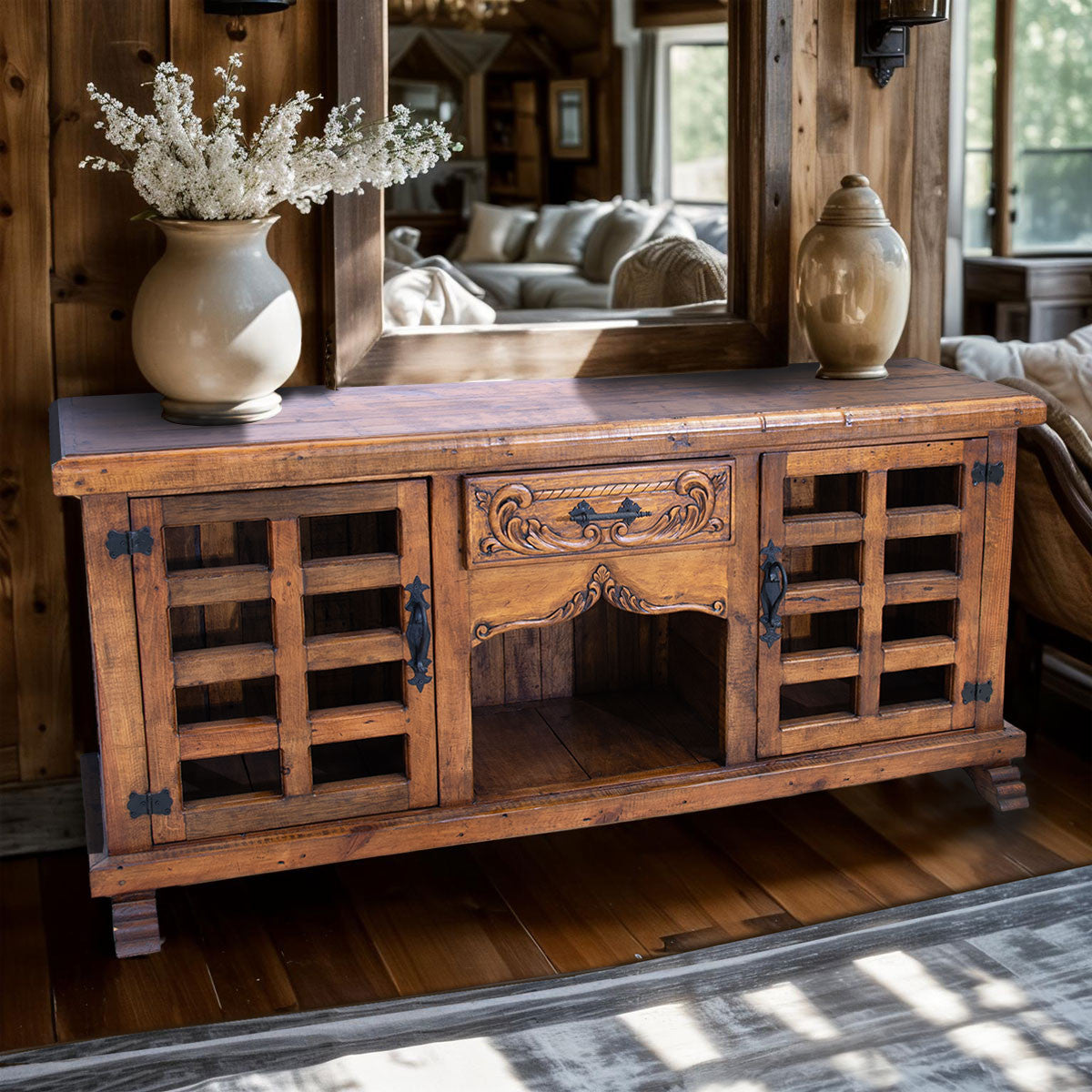 County Line Carved Sideboard - Light Brown