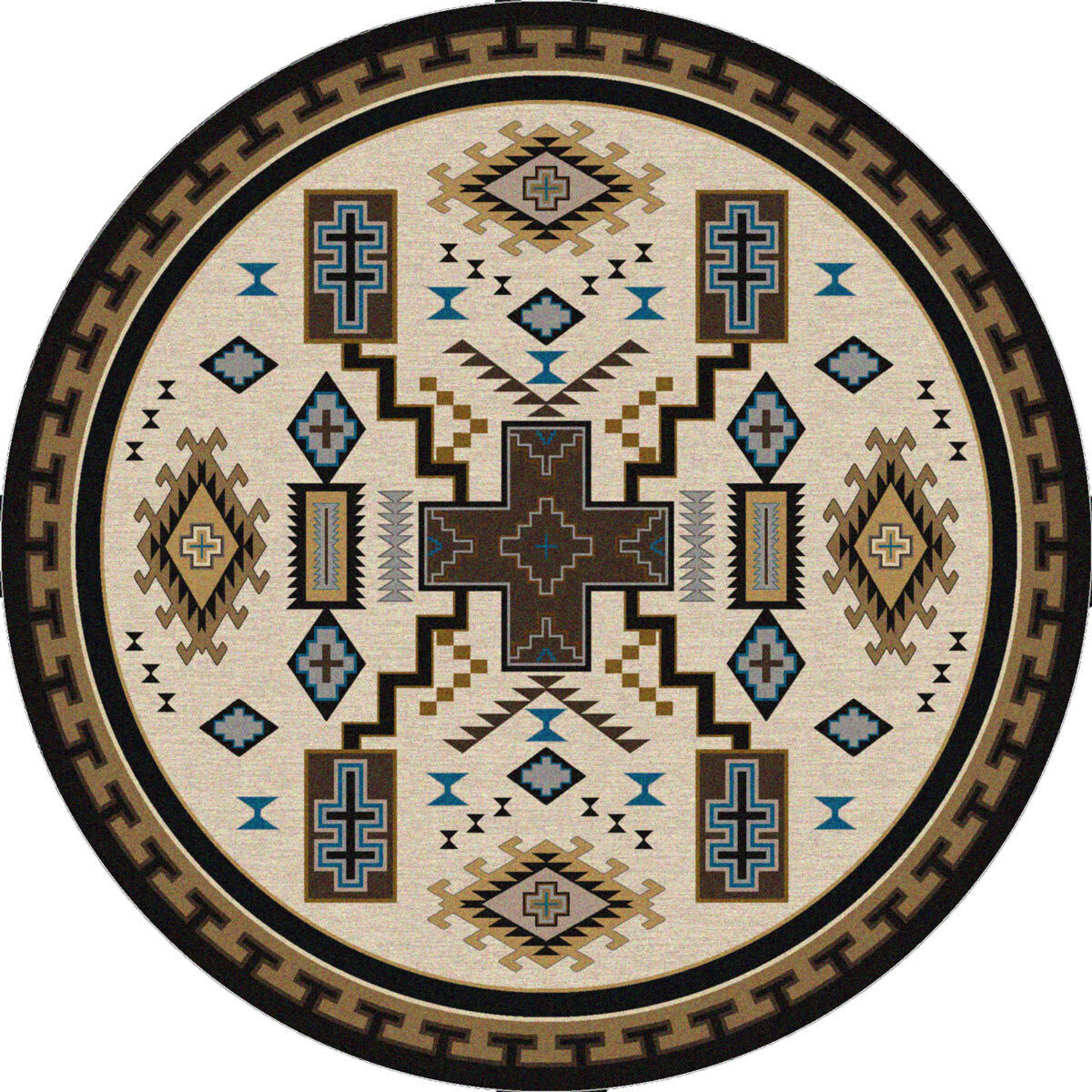 Double Cross Blue Rug - 8 Ft. Round