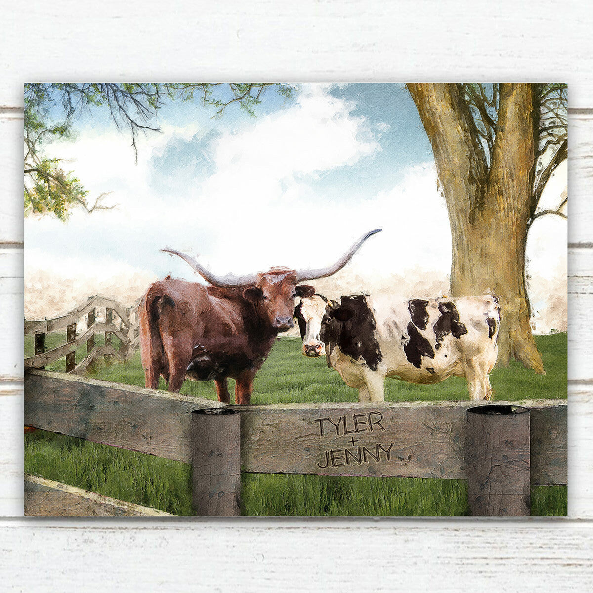 Longhorn Love Personalized Stretched Canvas - Large