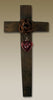 Red Glass Heart Wall Cross - Large