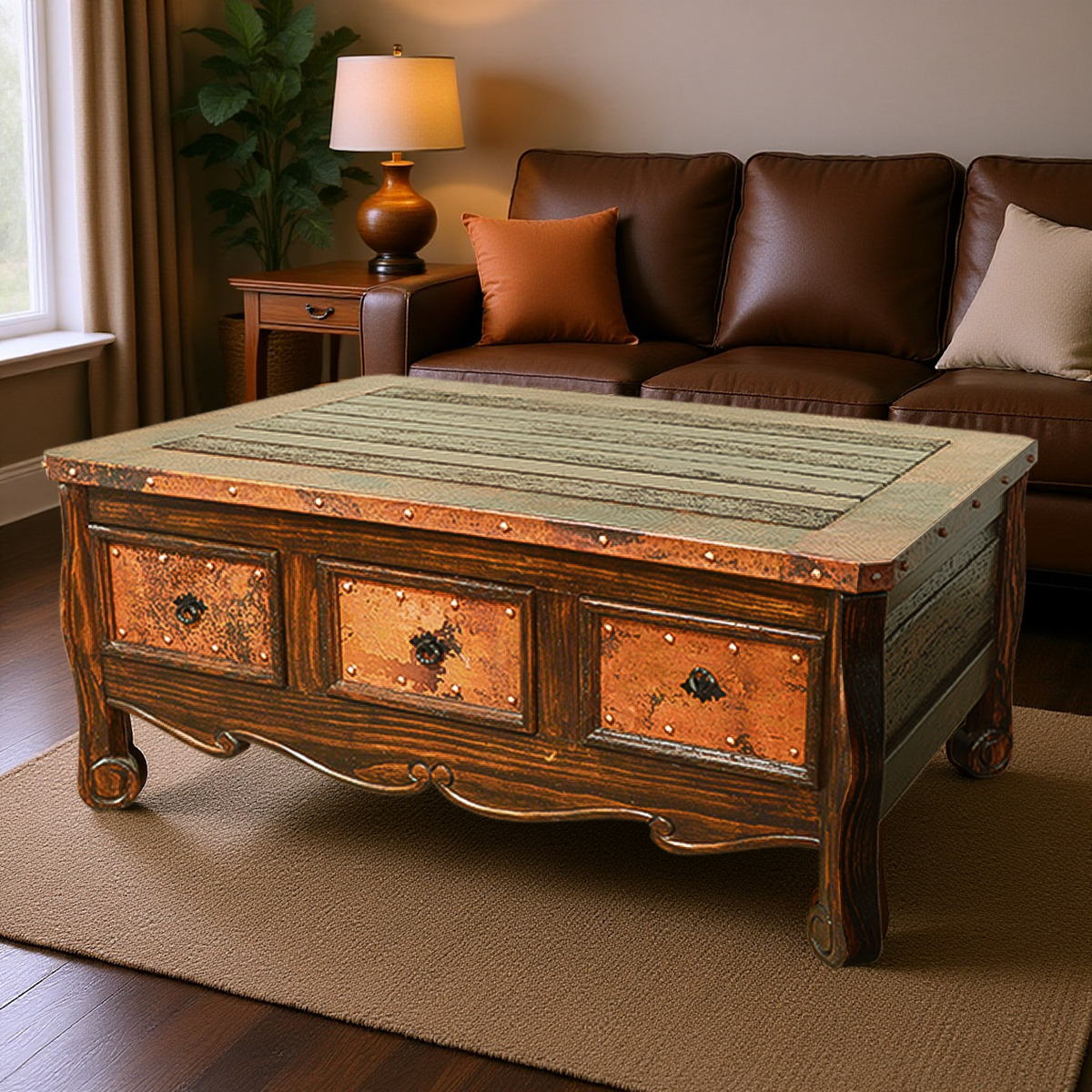 Scrolled & Studded Coffee Table