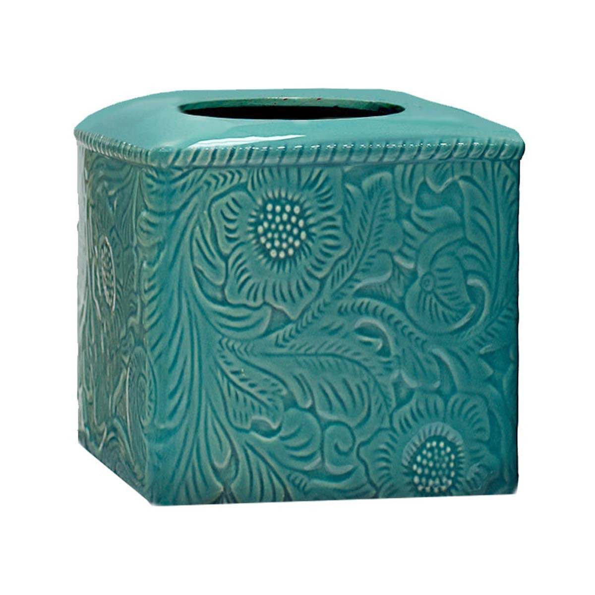 Savannah Ceramic Tissue Cover - Turquoise - OUT OF STOCK UNTIL 08/19/2026