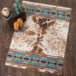 Turquoise Plains Cowhide Rug - 8 Ft. Round