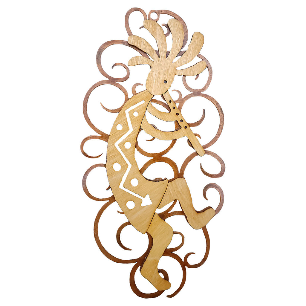 Dancing Kokopelli Cutout Swirl Wall Art