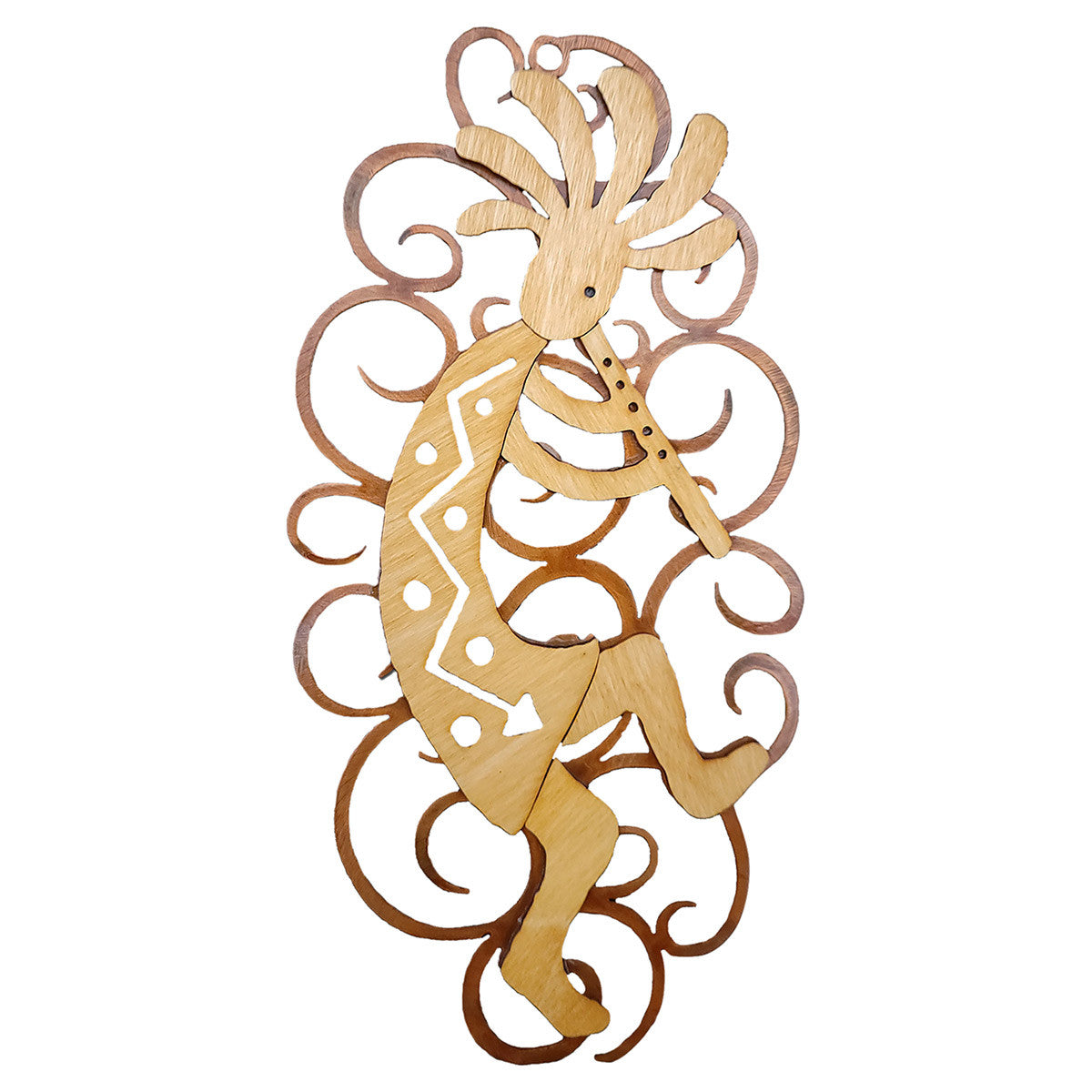 Dancing Kokopelli Cutout Swirl Wall Art