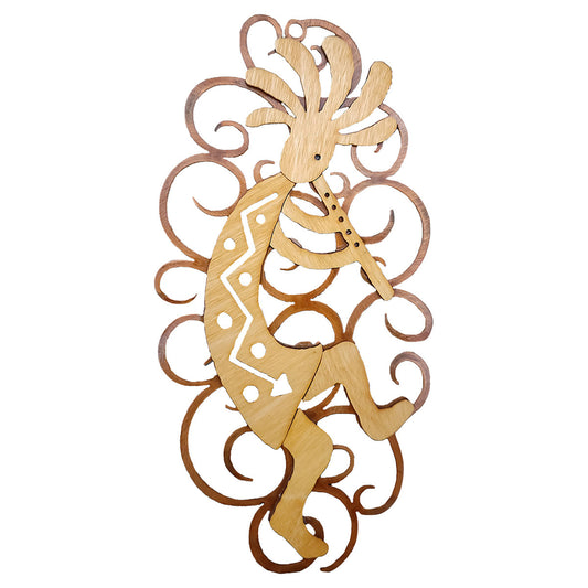 Dancing Kokopelli Cutout Swirl Wall Art