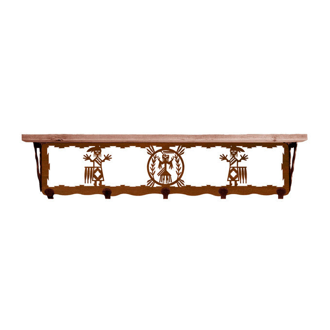 Yei 34 Inch Pine Hook Shelf