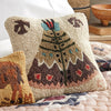 Tribal Teepee Hooked Wool Pillow