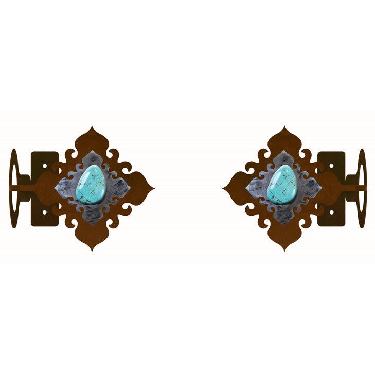 Turquoise Stone Rod Brackets - Set of 2