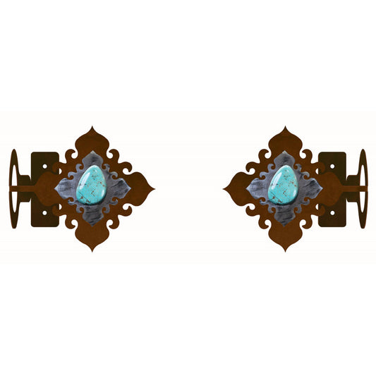 Turquoise Stone Rod Brackets - Set of 2