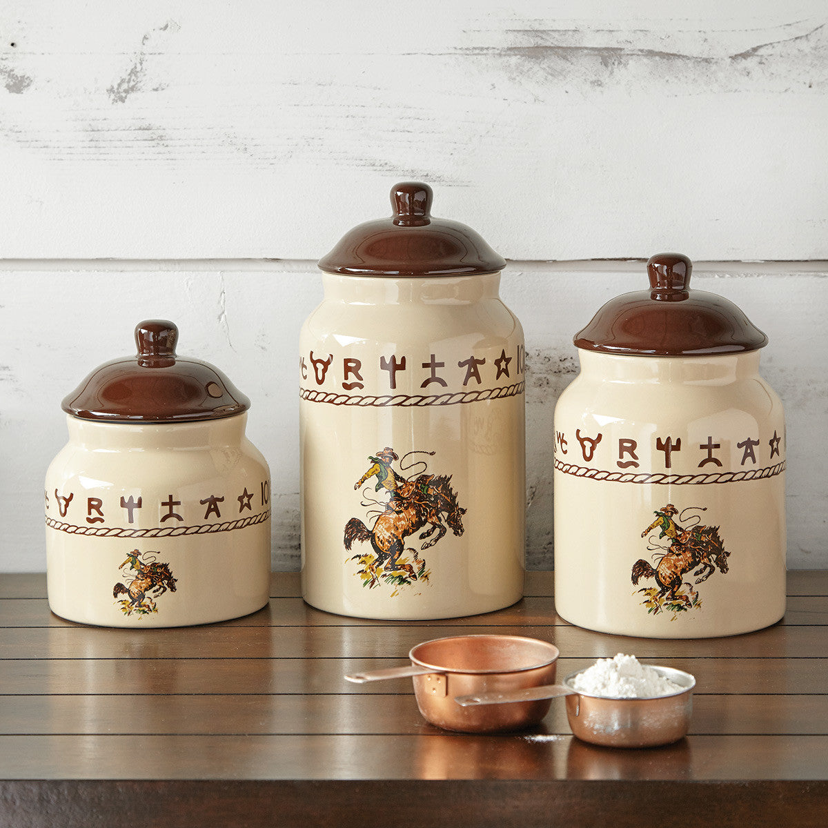 Bucking Bronco Ceramic Canisters - Set of 3