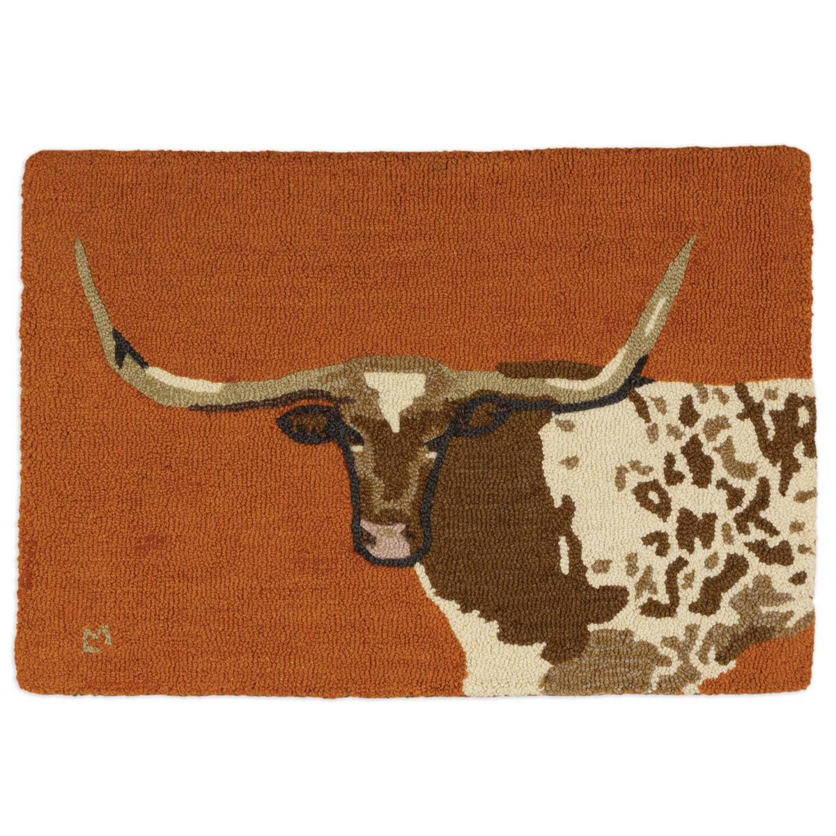 Longhorn Hooked Wool Rug - 2 x 3