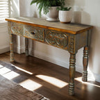Lewiston Carved Console Table - Gray