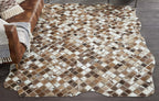Cowhide Mosaic Rug - Multi Brown - 9 x 13