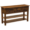 Barnwood Console Table with Three Drawers and Two Shelves