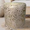 Gold Splashed Cowhide Round Pouf