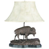Buffalo Sculpture Table Lamp with Faux Leather Shade